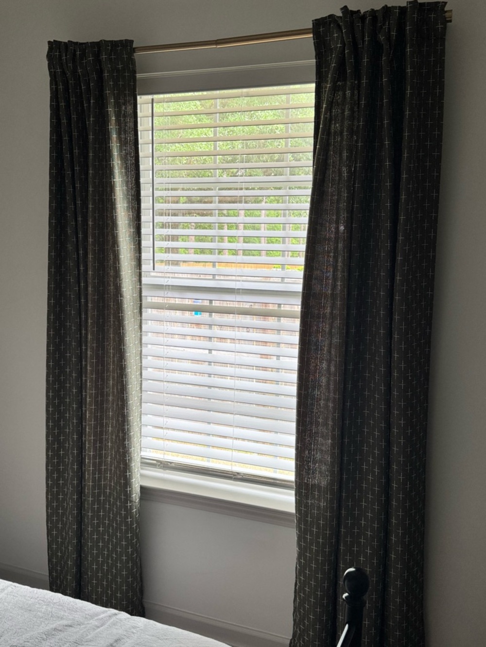 Olive Green Mud Cloth Ticked Pattern Light Filtering 52” x 84” Curtains